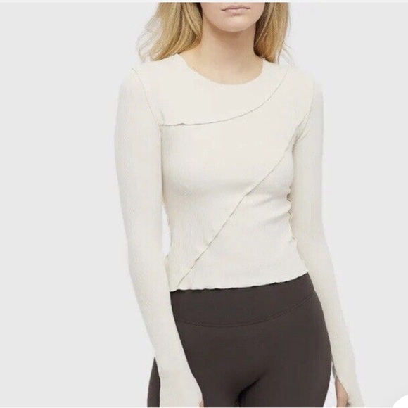 Adanola Tops - ADANOLA CREAM IVORY SEAM DETAIL LONG SLEEVE TOP